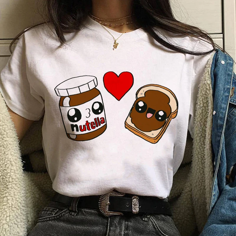 Летняя женская футболка Nutella 90s Harajuku Ullzang Милая с графическим рисунком корейский
