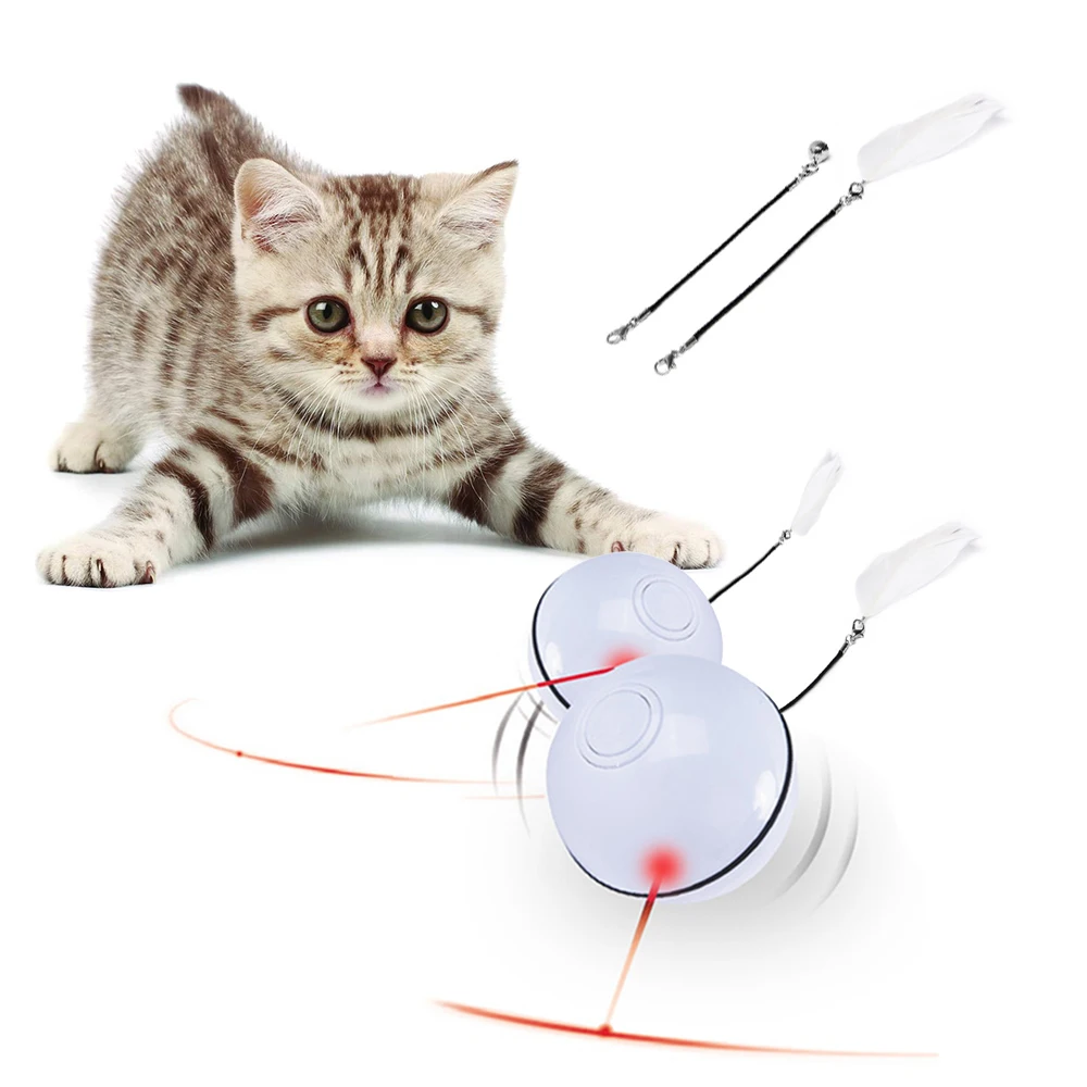 

Автоматическая Умная игрушка для кошек, мяч с перьями, Интерактивная кошачья мята, Usb перезаряжаемая, самовращающаяся светодиодная электро...