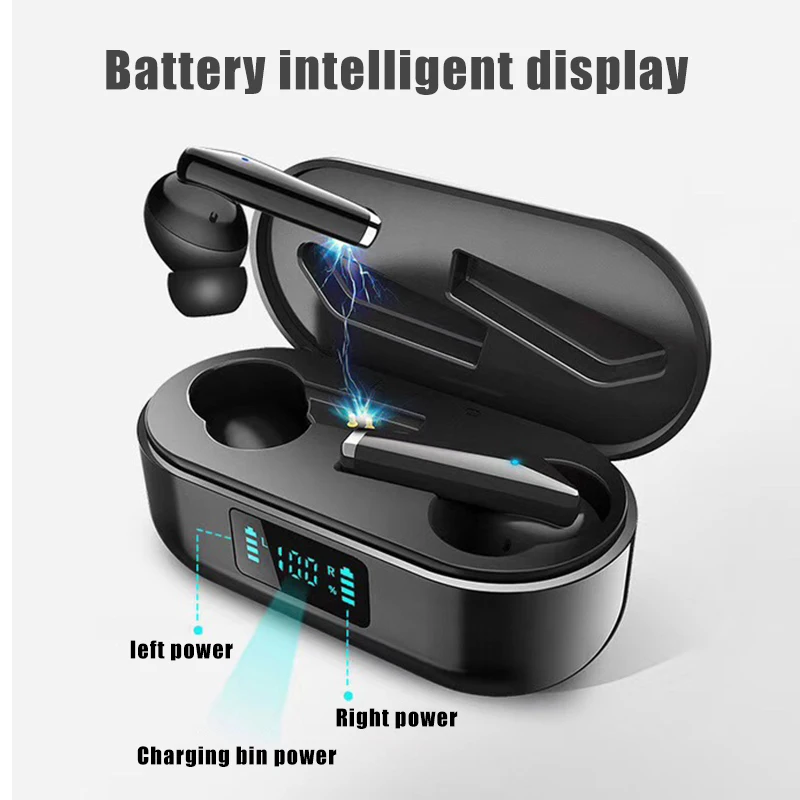 Tws наушники IPX7 Водонепроницаемая беспроводная bluetooth гарнитура светодиодный