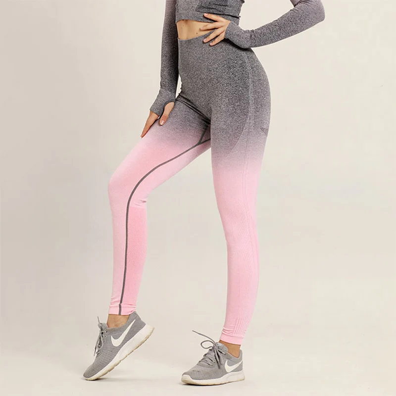

Women Ombre Yoga Workout Pants Tights Sport Woman Seamless Leggings For Fitness High-waisted Tights Women's Sports Leggings