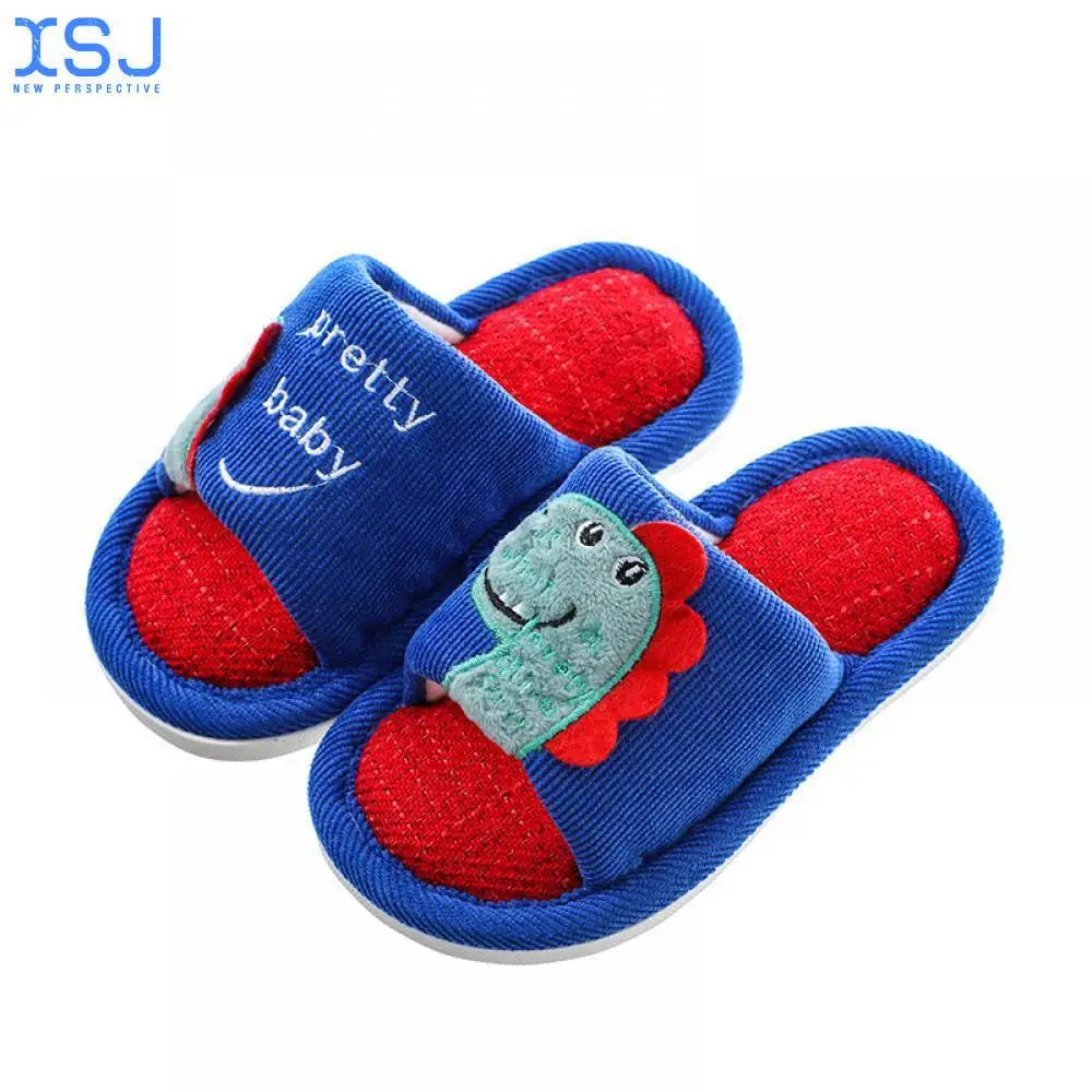 

Summer Linen Cotton Home Slippers Boys Girls Indoor Breathable Non-Slip Fashion Cute Slippers for Kids Girls