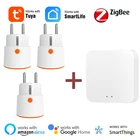 Умная розетка Zigbee, розетка с ЖК-дисплеем, с дистанционным управлением, работает с Alexa Google Home