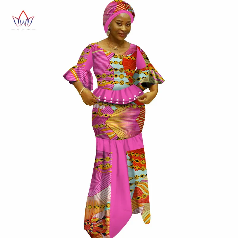 Комплект с юбкой в африканском стиле из двух предметов принтом воска Одежда для
