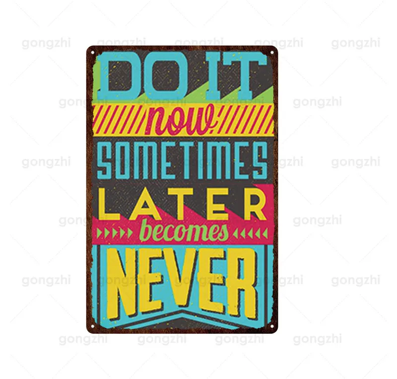 

Customized Pattern Countdown Sign Road Sign Announcement Tin Painting Metal Craft Plaque Anti-fading Retro Bar Decoration