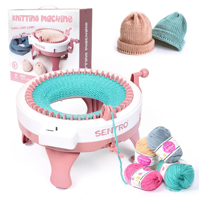 M&aacute;quina de tejer inteligente para adultos y ni&ntilde;os, telar de punto doble giratorio, bufanda, su&eacute;ter, sombrero, calcetines, 48 agujas-0
