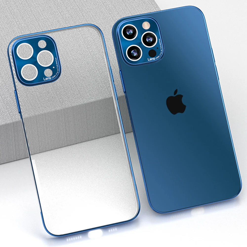 

Противоударный цветной бампер Прозрачный чехол для телефона iPhone 12 11 Pro XR X XS Max 8 7 Plus SE 2020 ультра тонкий прозрачный мягкий чехол