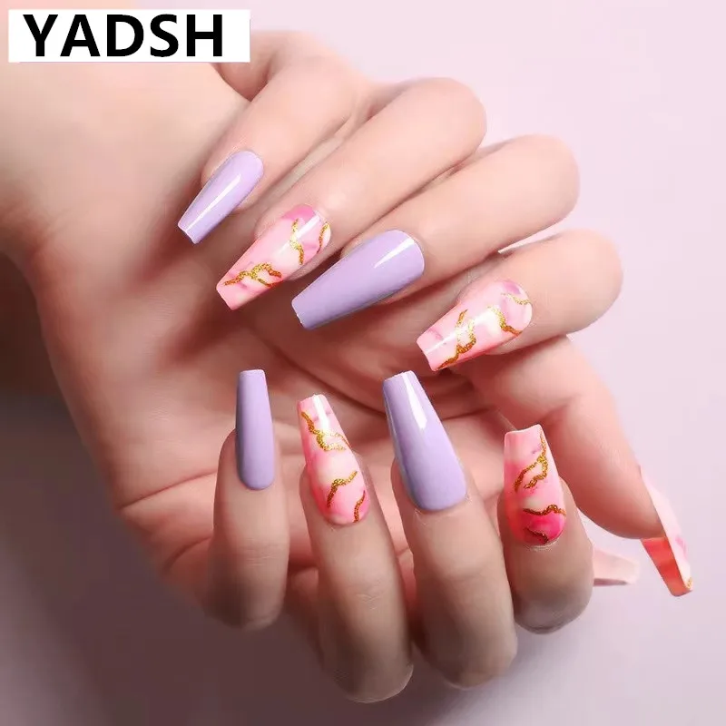 

24pcs/Set Detachable Long Coffin Fake Nails European Rainbow Ballerina Full Nail Art Tips Colorful Beauty Artificial False Nails