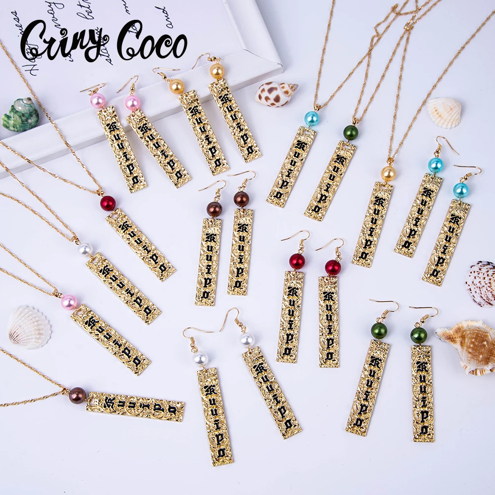 

SophiaXuan 10 Colors Pearl Jewelry Sets Fashion Letter Polynesian Hawaiian Samoa Earrings Necklaces for Women Wholesale Jewelry