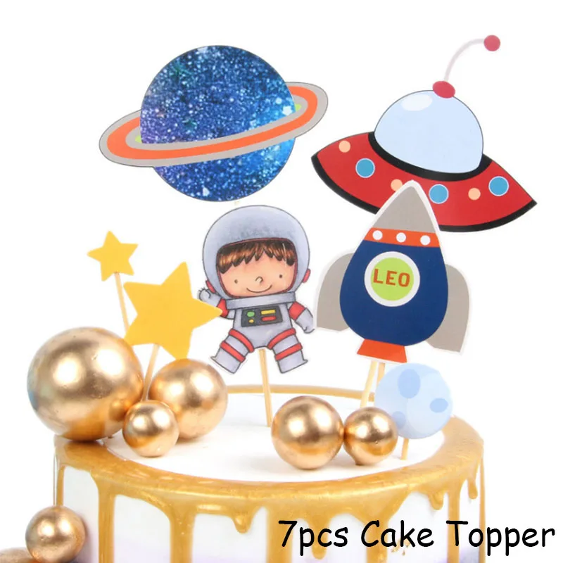 9pcs caketopper F Космонавты и ракеты, воздушные шары из фольги, Галактика/Солнечная система, тематические вечерние, для мальчиков, для детей, для дня рождения, для украшения, вечерние, космические - Цвет: 9pcs caketopper F