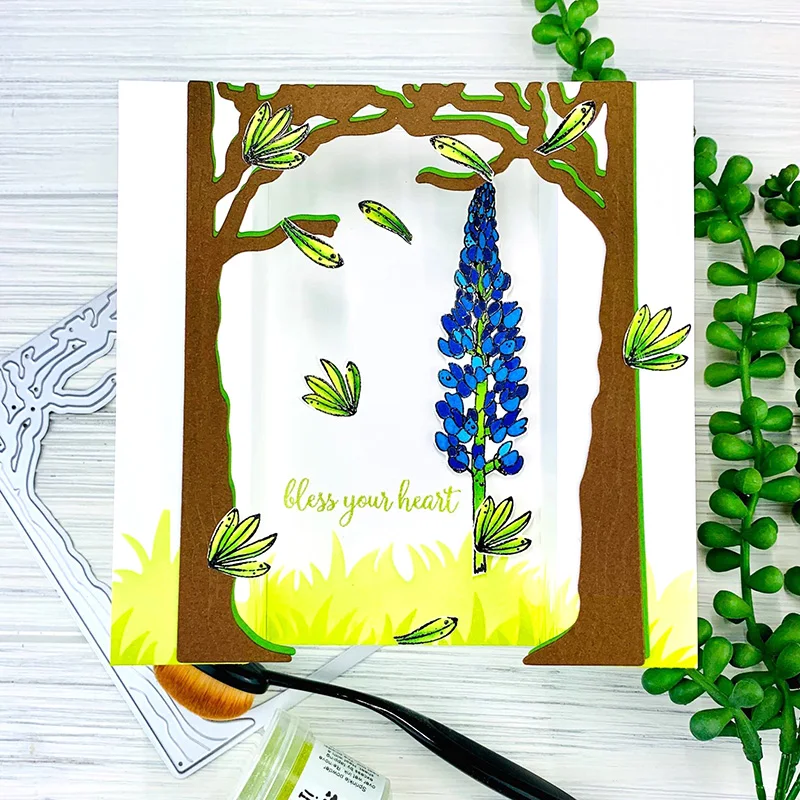 Рамка с лесным деревом металлические Вырубные штампы для сделай сам Скрапбукинг