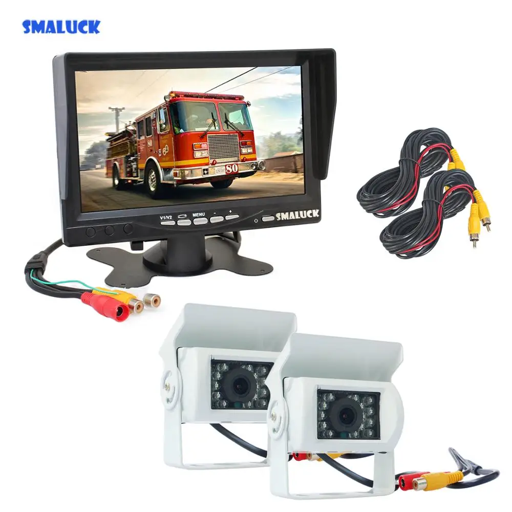 7-дюймовый HD TFT ЖК-монитор SMALUCK для автомобиля монитор заднего вида + 2x IR ночного
