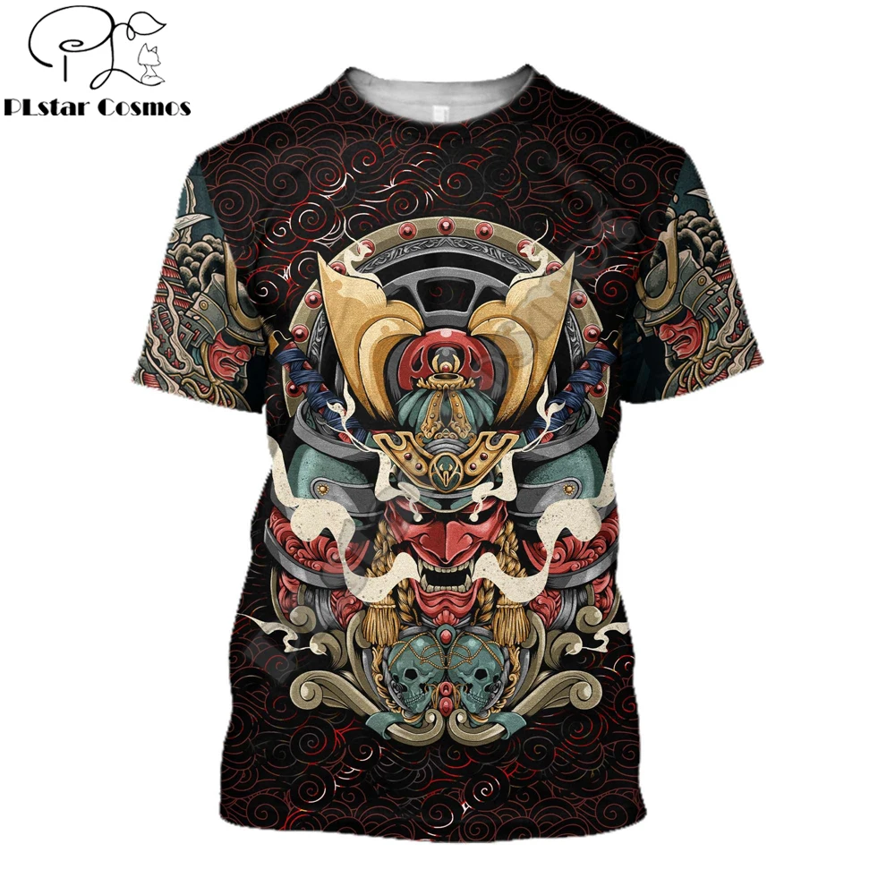 Футболка мужская универсальная с 3D-принтом самурая тату коротким рукавом |
