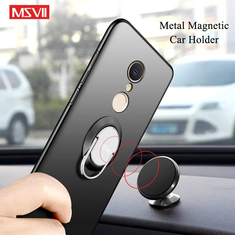 For Xiaomi Redmi 5 Plus Case MSVII Finger Ring Slim Frosted Redmi5 Metal Magnetic Holder Cover Pro | Мобильные телефоны и