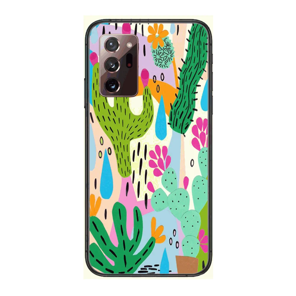 

Frosting Fashion Cactus Phone Case cover hull For SamSung note20 10 9 8 4 pro plus black prime soft bumper Transparent