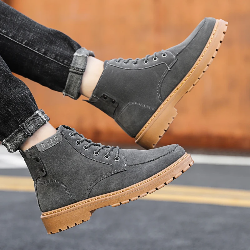 Осенние мужские рабочие ботинки TOSJC высокие ковбойские на шнуровке армейские