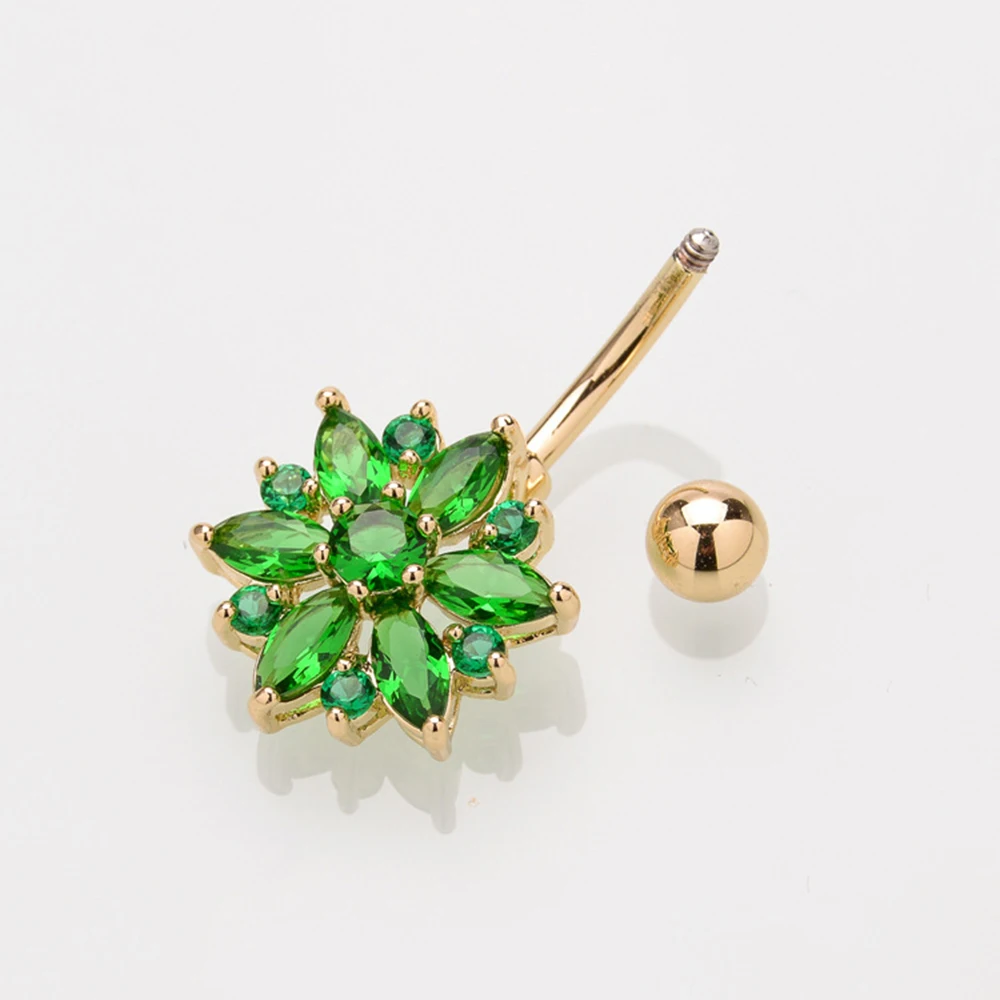 Ювелирные изделия для пирсинга пупка украшение из стали под золото с синим