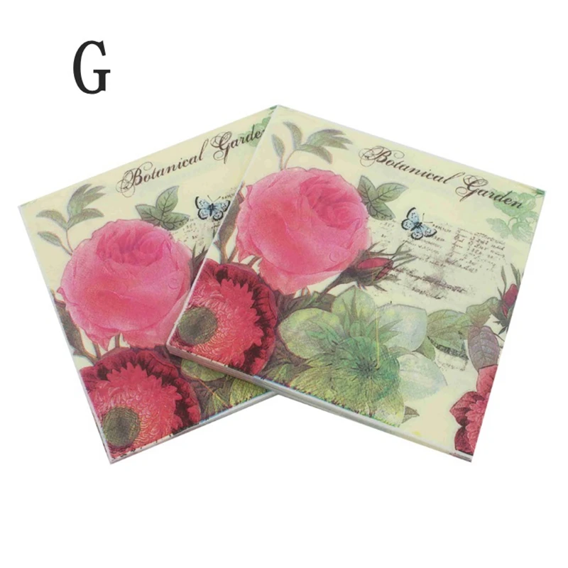 

20pc/pack Printed Feature Rose Paper Napkins For Event & Party Decoration Tissue Decoupage Tissue Napkins Wedding Home Supplies