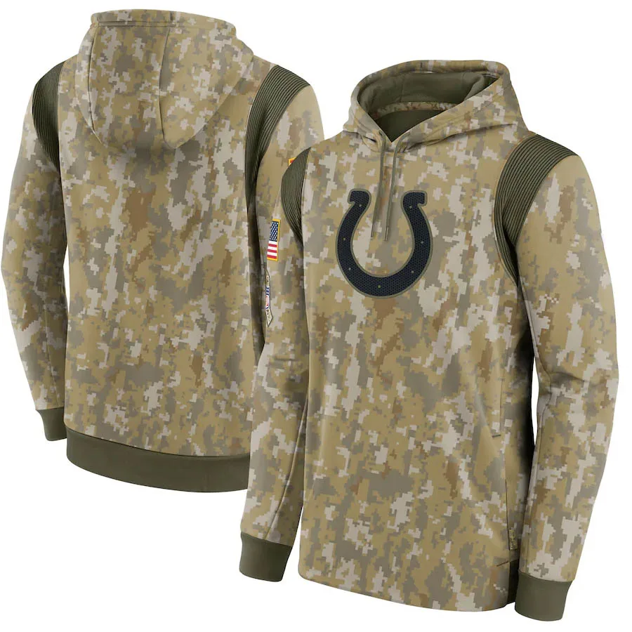

Indianapolis camouflage Sweatshirt Colts 2021 Salute To Service Therma Performance Pullover Quality Oversized Hoodie Olive Camo