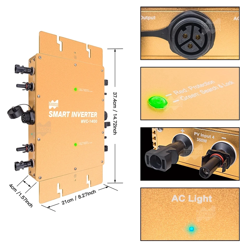 Сертификация CE IP65 1400 Вт MPPT сетчатый Микро солнечный инвертор от 22 до 50 В