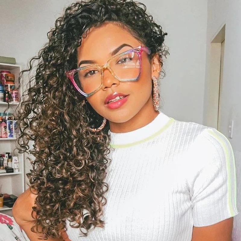 80007 радужные очки кошачий глаз с защитой от синего света оправа желеобразных