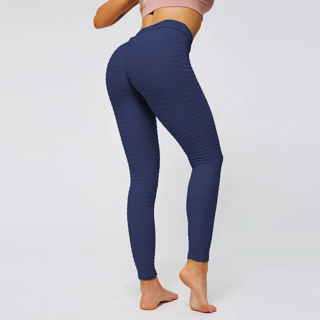 

Women's High Waisted Leggings Slimming Scrunch Booty Ruched Butt Lift Pants Bodybuilding Jeggings Solid Color Polainas*3Q