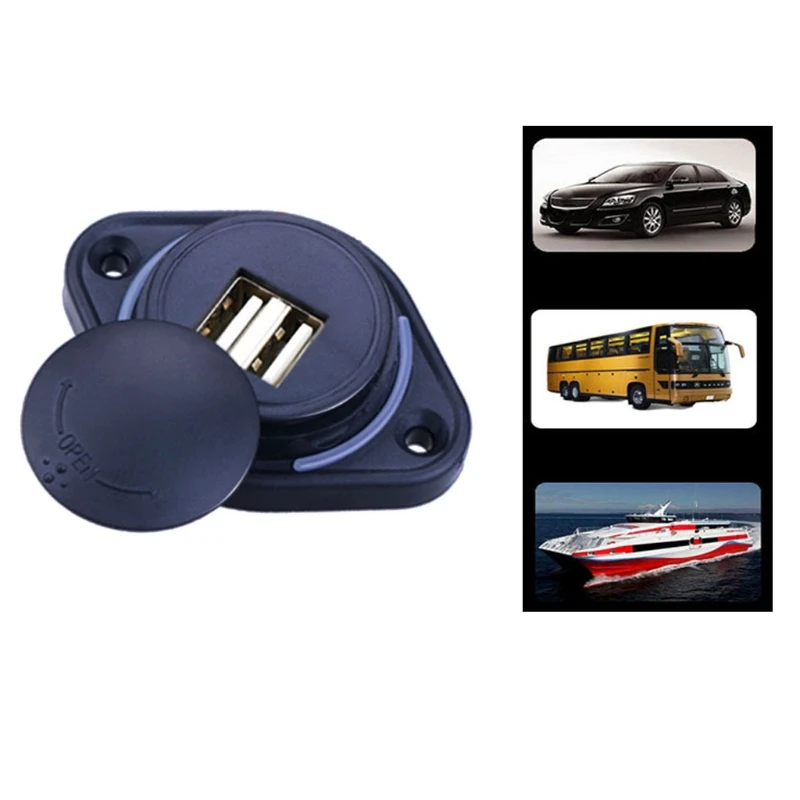 

Dual USB Charger Socket Waterproof Power Adapter Outlet 2Ports Quick Charge 12/24V 3.1 A Port for Car Boat Marine Mobile