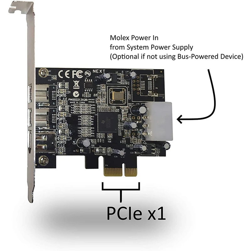 

IOCREST PCIE to IEEE 1394 Adapter Card PCI Express 3 Port Firewire 800 1394B & 1394A PCIe 1.1 X1 Card TI XIO2213B Chipset