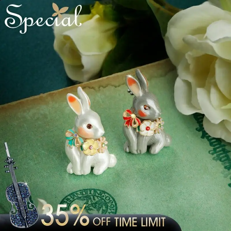 

Special Fashion Enamel Rabbit Brooches Pin Lovely Animal Brooch Bouquet Ceramic Smart Jewelry 2017 Gifts for Women S1703B