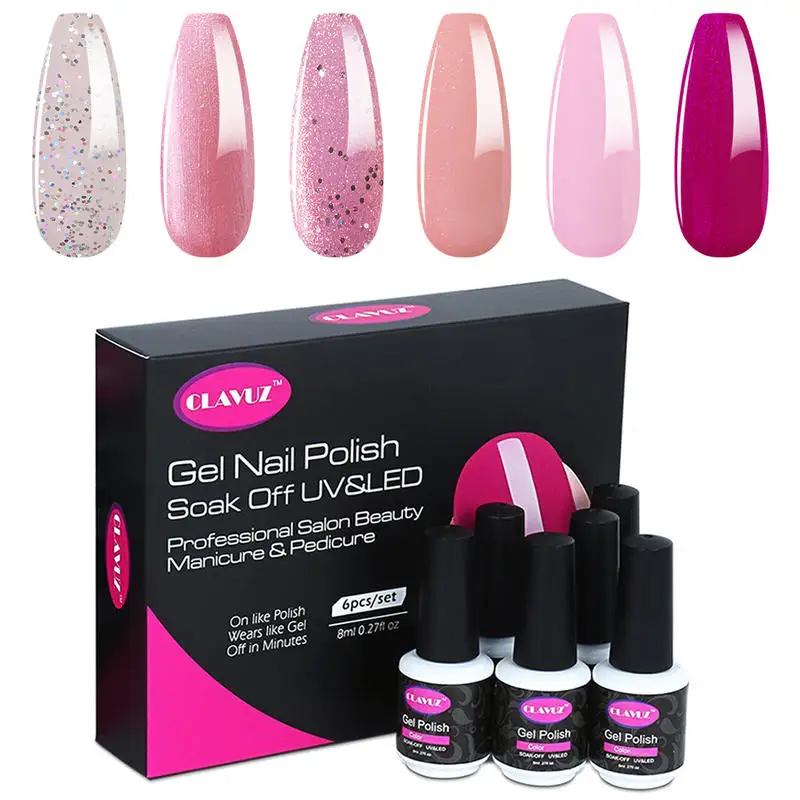 

CLAVUZ 6 шт./лот мерцающий Гель-лак для ногтей, Подарочная коробка, набор 8 мл, растворимый полуперманентный зеркальный полированный гель
