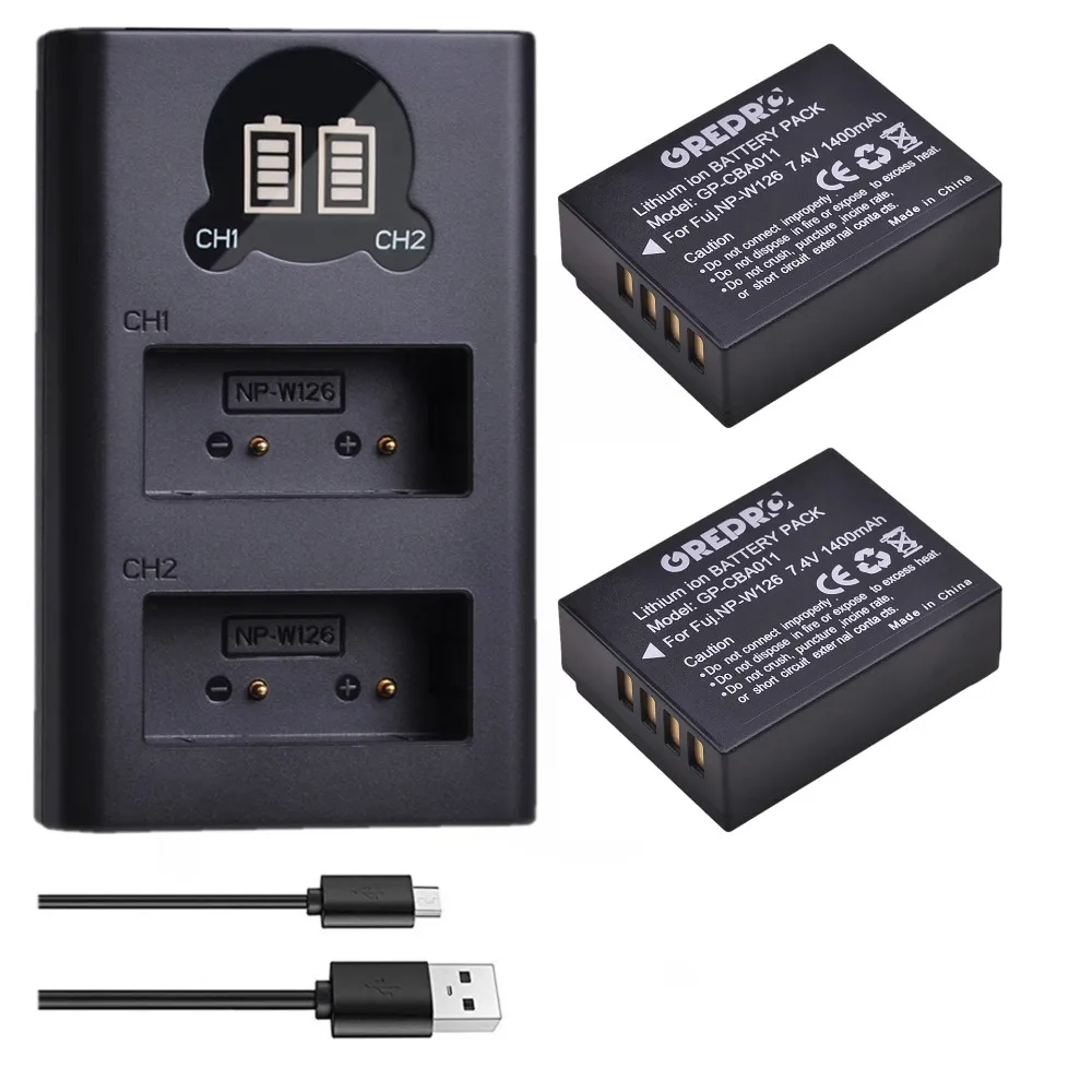 

NP-W126 NP-W126s Battery + NP W126 Battery Charger with Type-c for Fujifilm X-T1 X-T20 X-T3 X-T30 XT20 X-T2 X-T100