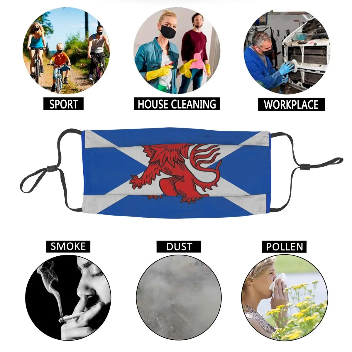 Шотландия шотландский Лев унисекс неодноразовая маска для лица пылезащитный