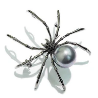 fashion women rhinestone faux pearl spider brooch pin corsage lapel jewelry gift