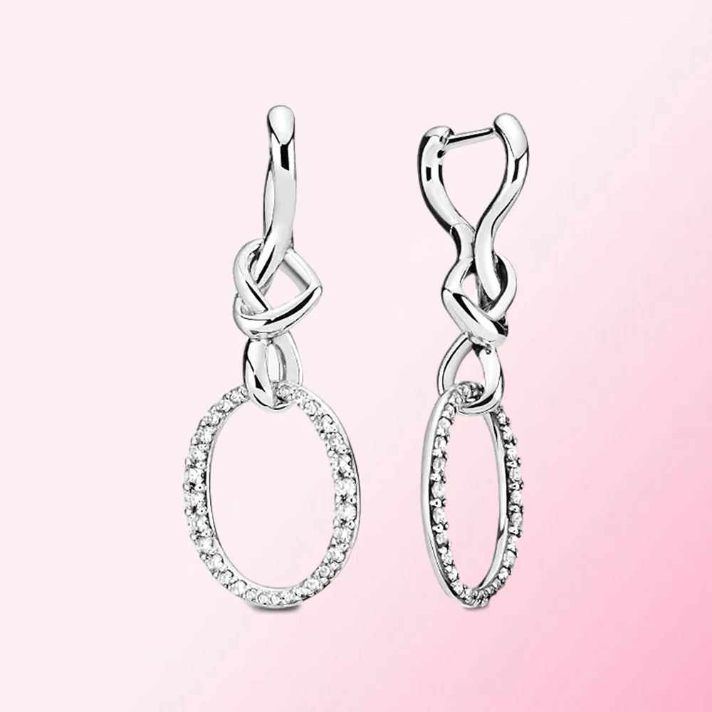 

2020 100% 925 Sterling Silver 1:1 Knotted Heart Dangle Earrings DIY Women's Charm Fashion Jewelry Factory Direct Free Shipping