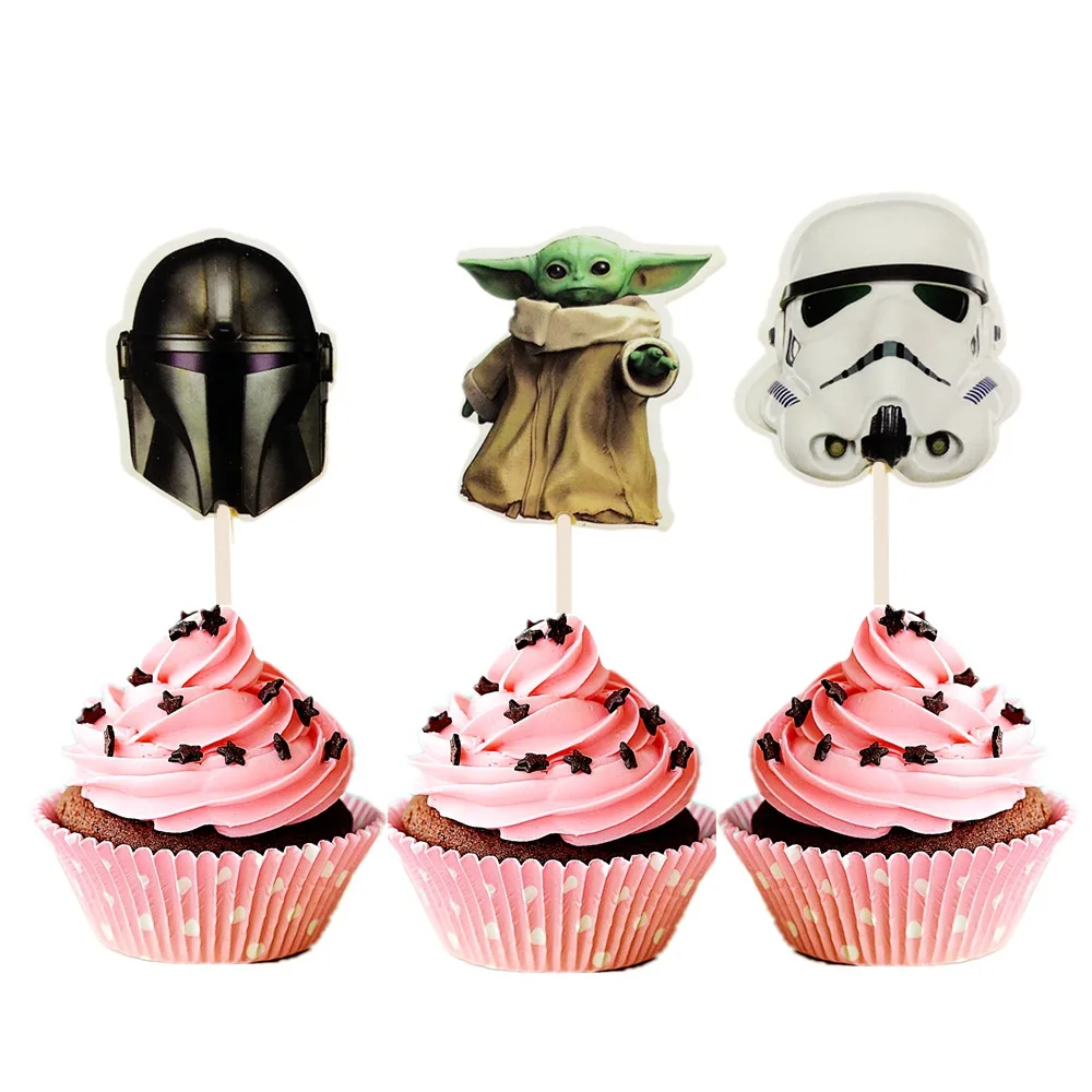 24 шт. мультяшный мандалор малыш йода Звездные войны кекс карточка вставка