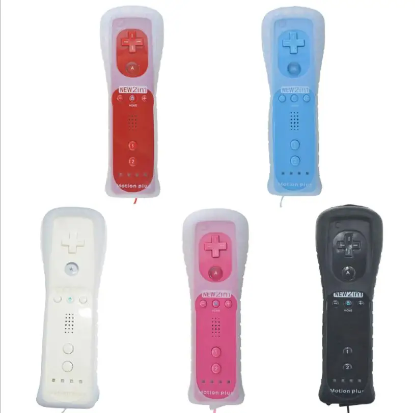 New  For Wii Gamepad  Remote Controller  Built-in Motion Plus With Silicone Case and Hand Strap For wii command