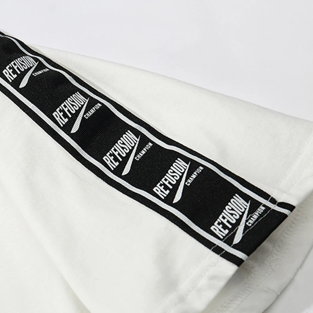 LACIBLE Футболка мужская хип хоп с принтом ленты для короткий рукав японский