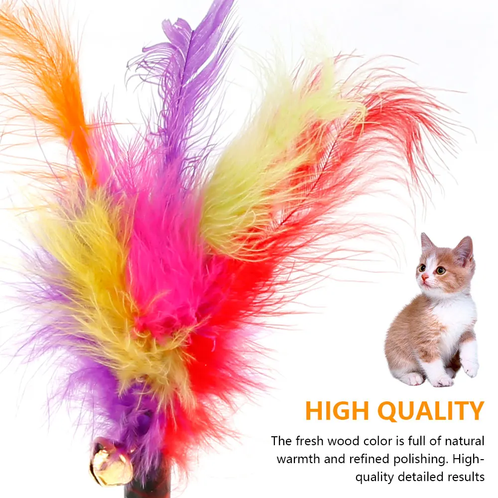 

Two Levels Kitten Toy Wooden Tower Tracks Disc Training Plate Cat Turntable Triple Disc Pet Toys Ball Cats Stick with Feather