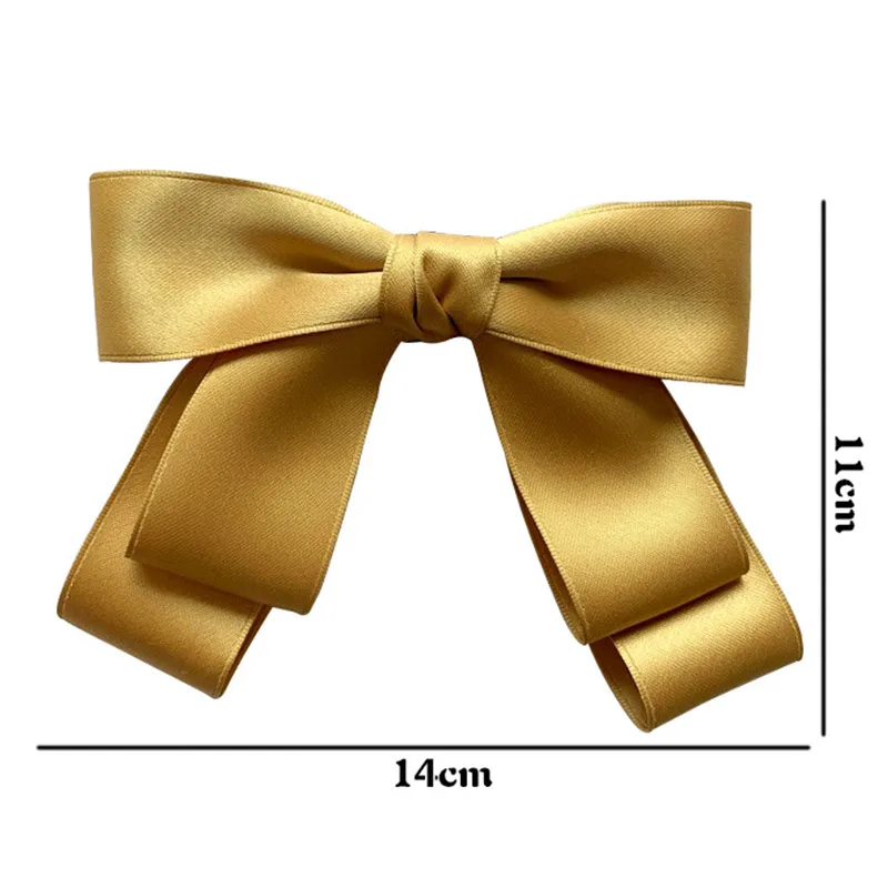 Заколка для волос с большим бантом и гладкой лентой трехслойные разноцветные