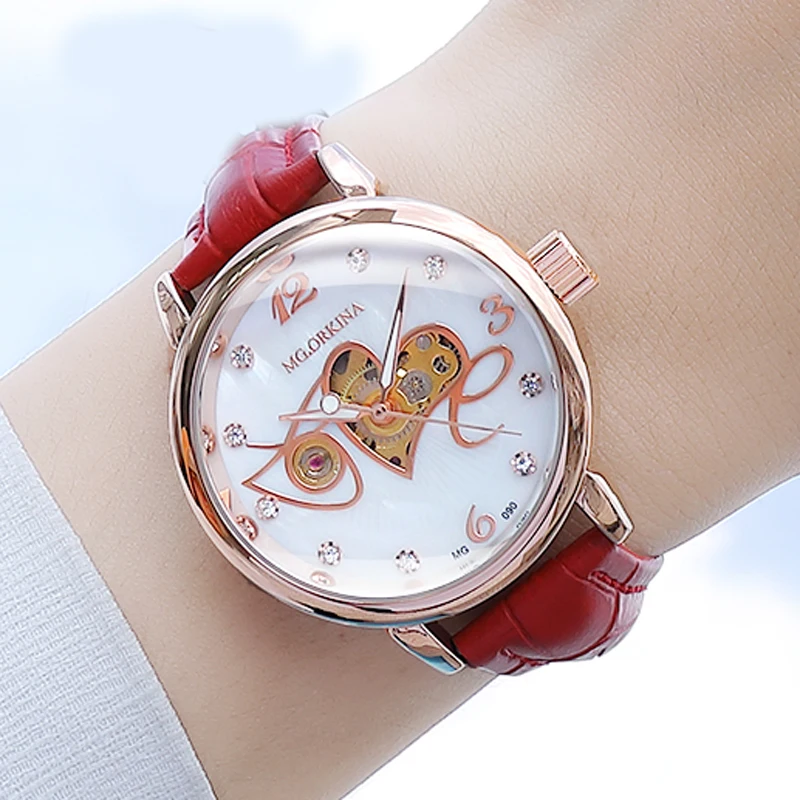 

Montre Femme Rose Gold Relogio Feminino 2020 SKeleton Design Ladies Automatic Mechanical Watches Women Watch Luxury Geneva Brand