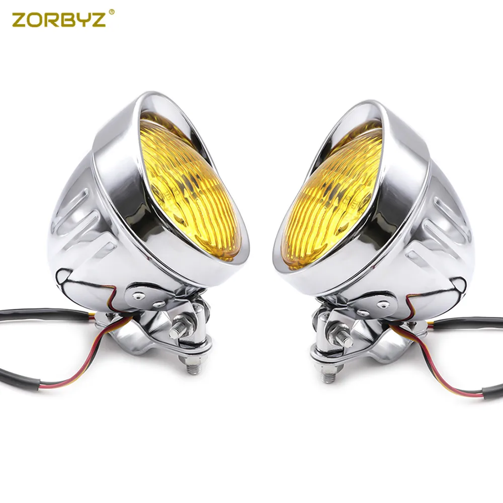 ZORBYZ мотоцикл 12 В Хромированный Ретро металлический противотуманный фонарь с