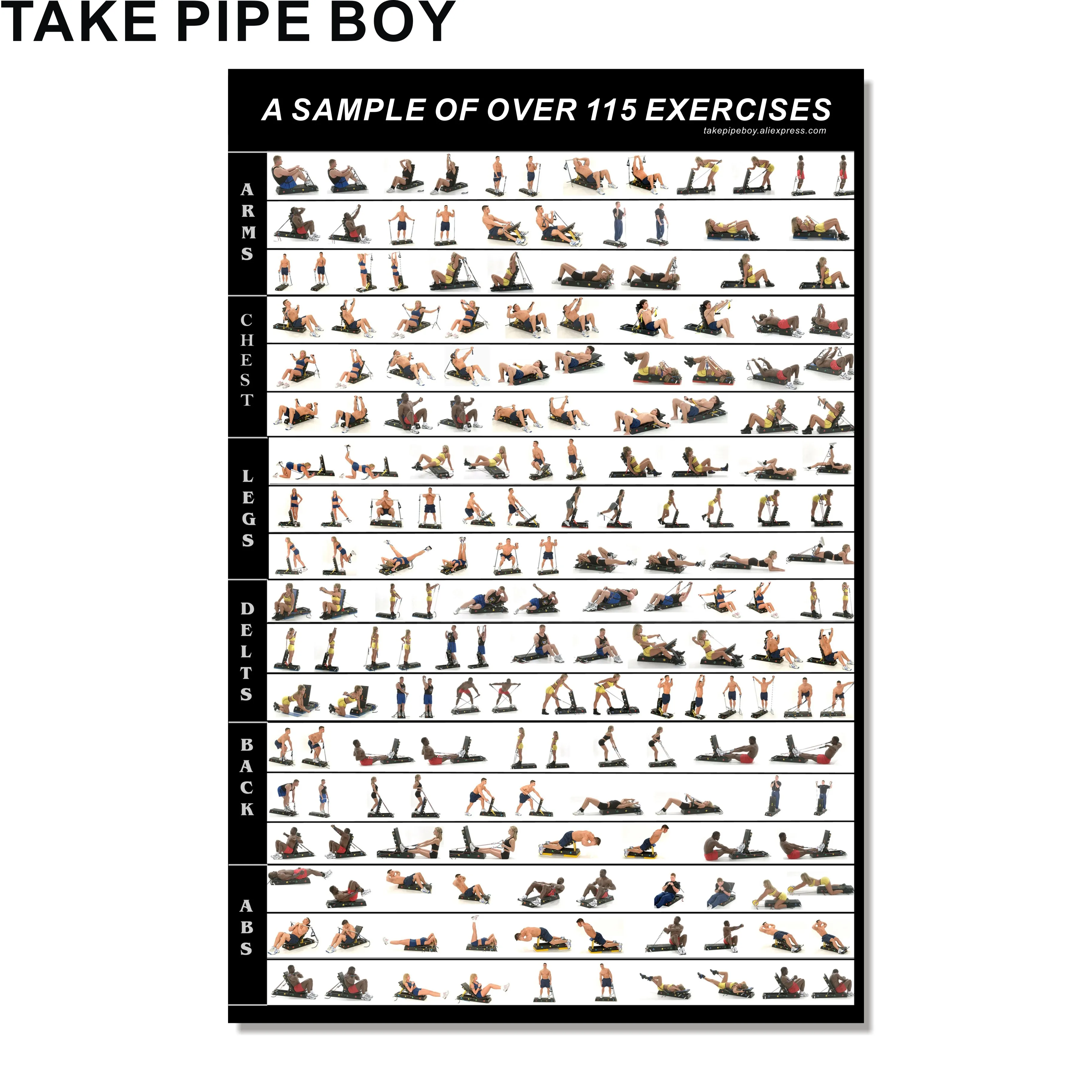 Набор для домашних тренировок и спортзалов Шелковый плакат бодибилдинга схема