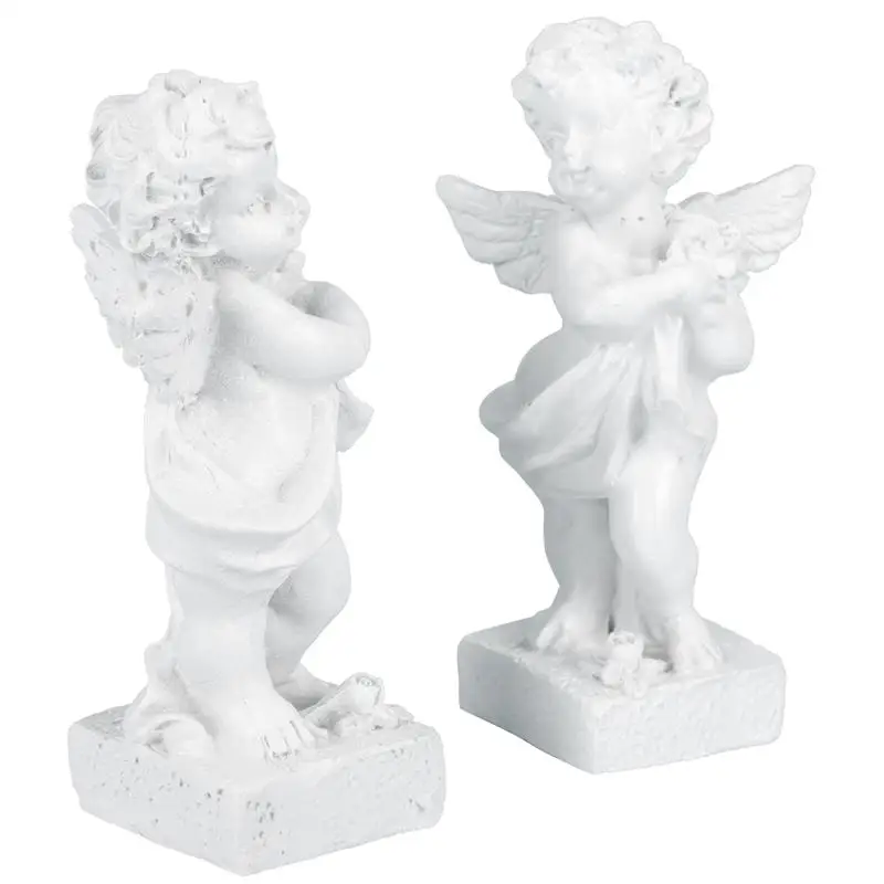 

2pcs Miniature Angel Pillar Decor Mini Resin Angel Mini House Adornment