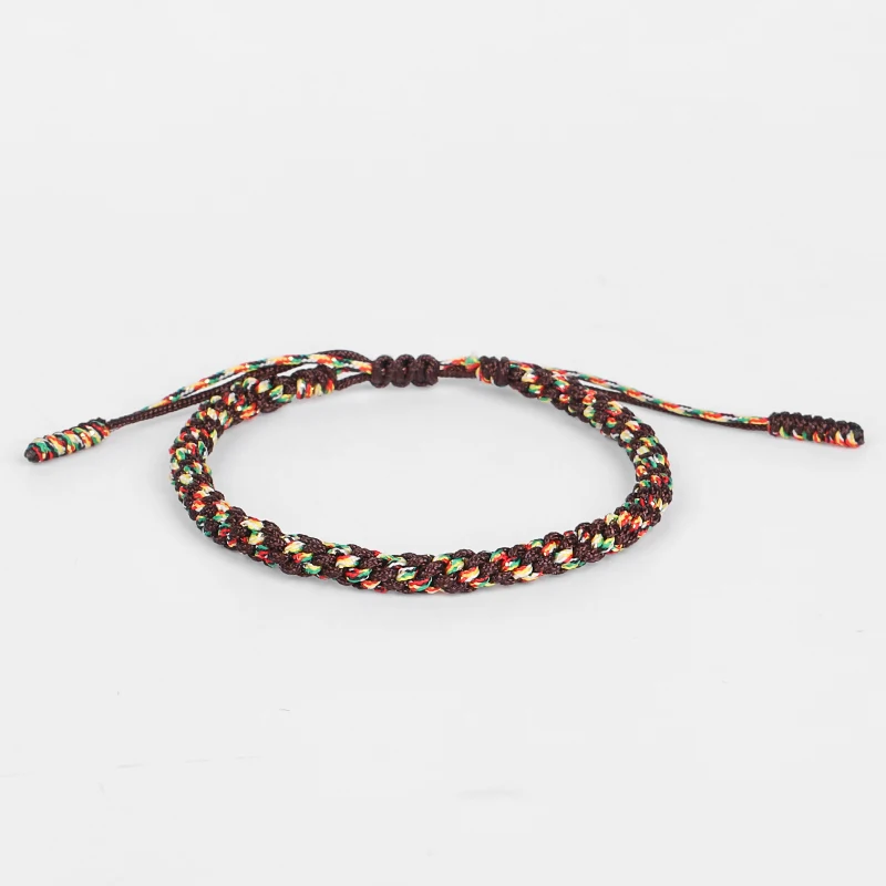 Тибетский буддийский регулируемый браслет ручной работы веревочный на удачу для