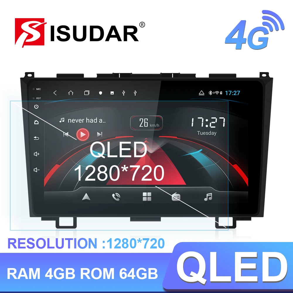 Isudar H53 4G Android автомобильный мультимедийный 1 Din Авторадио для Honda/CRV/CR V 2006 2011 GPS 8 Core RAM