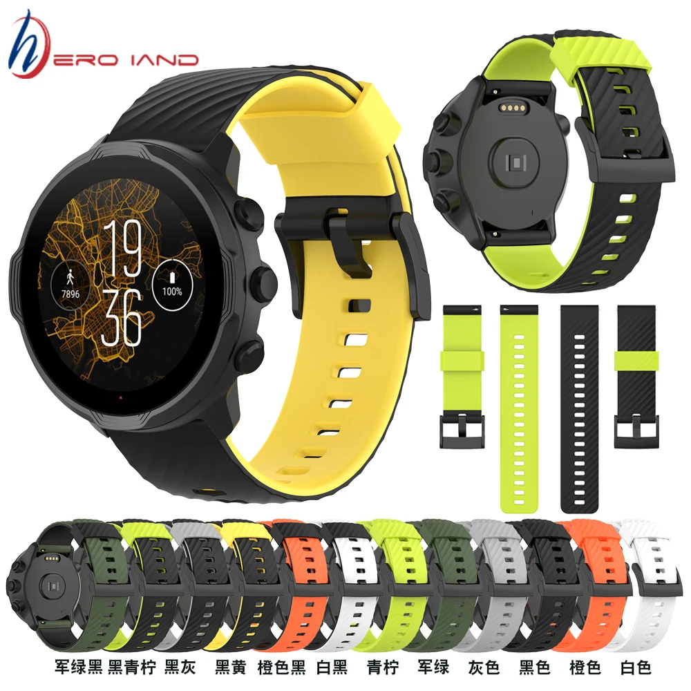 24mm For Suunto 7/Suunto 9 Replacement Wristband Soft Silicone Sports Watch Strap For Suunto 9 Baro/9 Spartan/9 GPS Watch Band