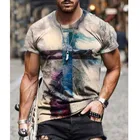 Футболка мужская с 3D-принтом, Повседневная модная рубашка в стиле ретро, с коротким рукавом, с круглым вырезом, с перекрещивающимися цветами, в стиле Харадзюку, лето 2021