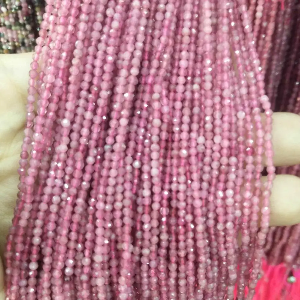 Red tourmaline Граненые 2 мм бусины из натурального камня розовый кристалл кварца лазурит Агаты драгоценные камни бусины для самостоятельного изготовления ювелирных изделий браслет ожерелье - Цвет: Red tourmaline