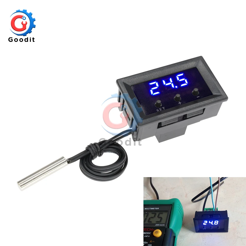 Blue With Case DC 12 В W1209WK W1209 Цифровой термостат регулятор температуры Регулятор терморегулятор инкубатор NTC датчик метр чехол - Цвет: Blue With Case
