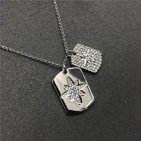 s925 sterling silver february new star double pendant couple necklace fashion classic jewelry simple
