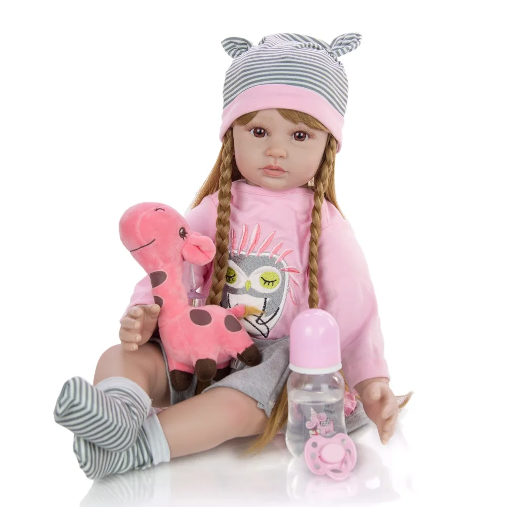 60 см большой силиконовый винил Reborn baby girl brinquedos кукла игрушки 24 дюйма bebe reborn малыш